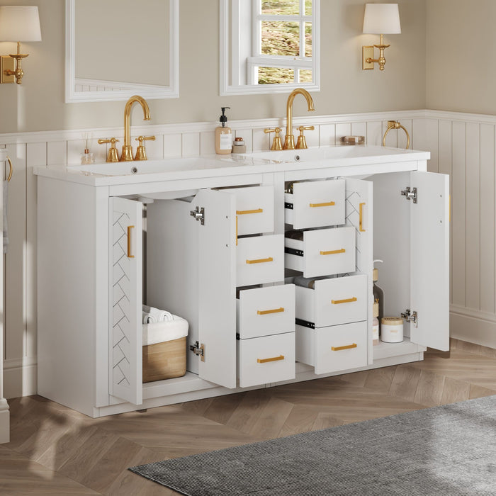 Bathroom Vanity Set With Sink, Storage Cabinet With Drawers & Soft Closing Doors