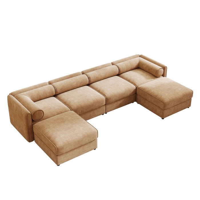 Contemporary Elegant White Chenille Sofa With Storage And Ottoman