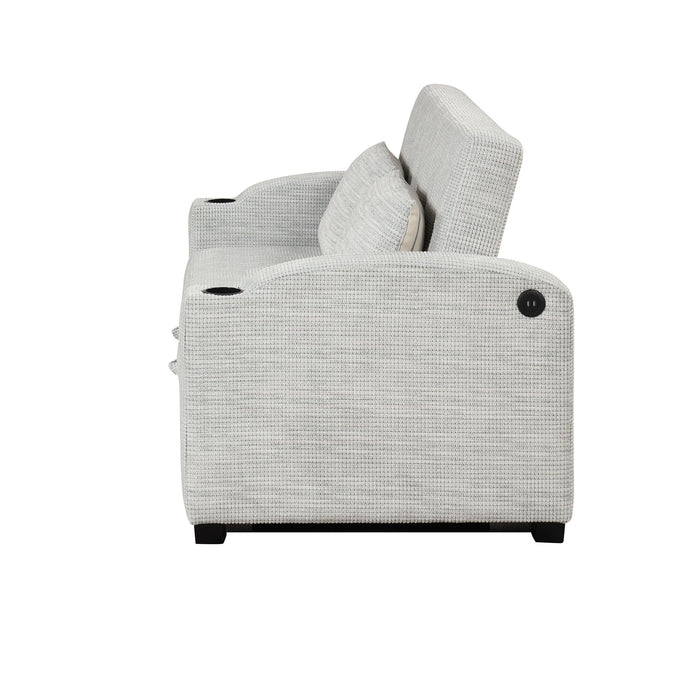 Pull Out Loveseat Sofa With Adjsutable Backrest, 2 Pillows, Cup Holders, USB Ports For Living Room