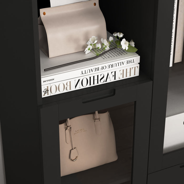 Modern Cabinet With Glass Doors And Drawer