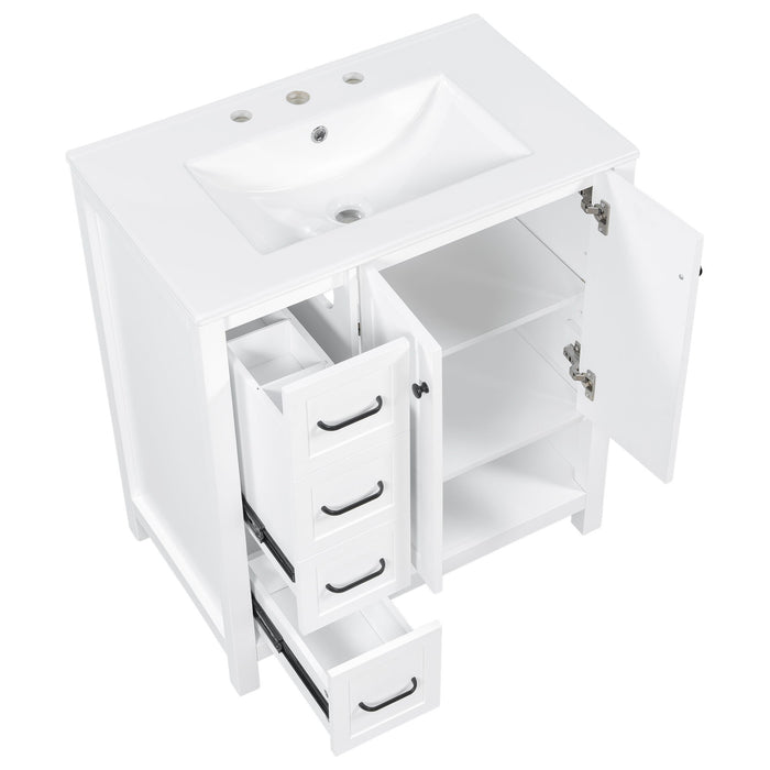 Bathroom Vanity With Sink Top, Bathroom Vanity Cabinet With 2 Doors And 2 Drawers, Open Shelf
