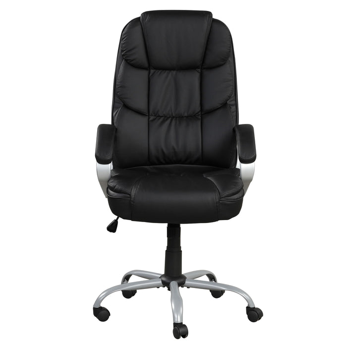 Upholstered Office Chair, Adjustable Height Swivel Chair - Black