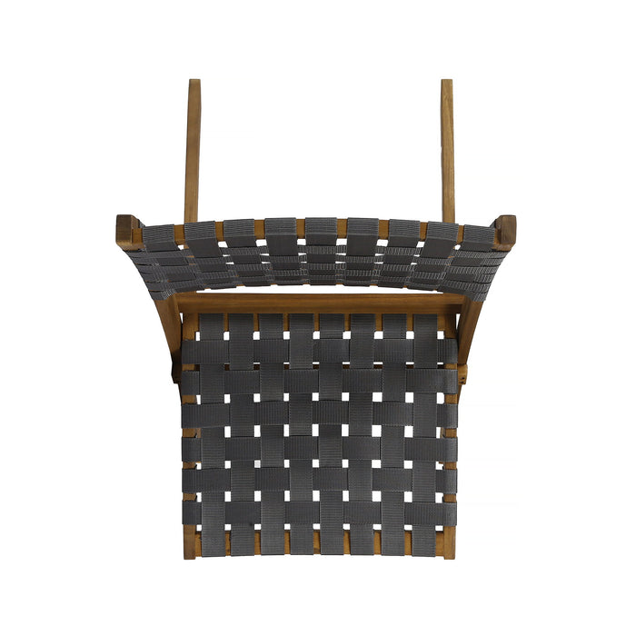 Solidago - Outdoor And Strapping Belt Folding Chairs, (Set of 2) - Black / Brown