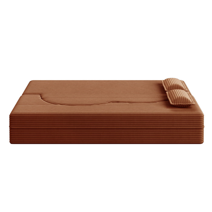 Convertible Plush Corduroy Foam-Filled Sleeper Sofa Bed With 2 Pillows