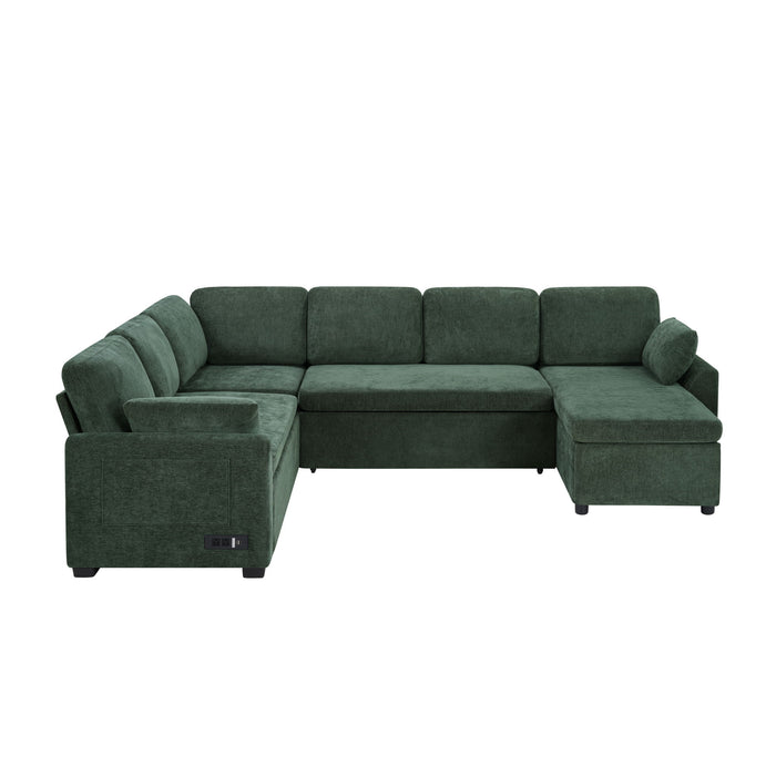 Convertible U-Shaped Sectional Sofa Bed With Reversible Chaise