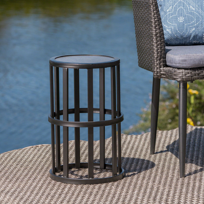 Outdoor Powder Coated Side Table - Gray