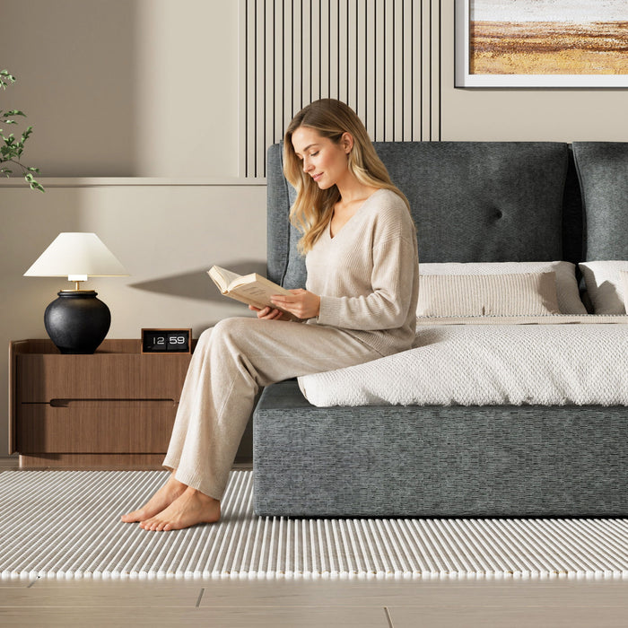 Airframe - Upholstered Bed Frame With Double Layered Upholstered Headboard
