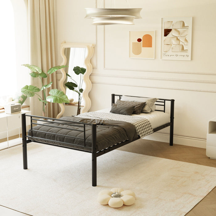 Twin Size Metal Triple Bunk Bed For Bedroom And Dormitory, Convertible Into 3 Separate Beds - Black