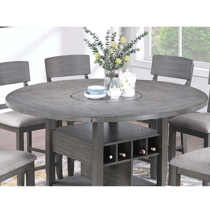 Counter Height Dining Table With Built In Lazy Susan And Storage Shelves