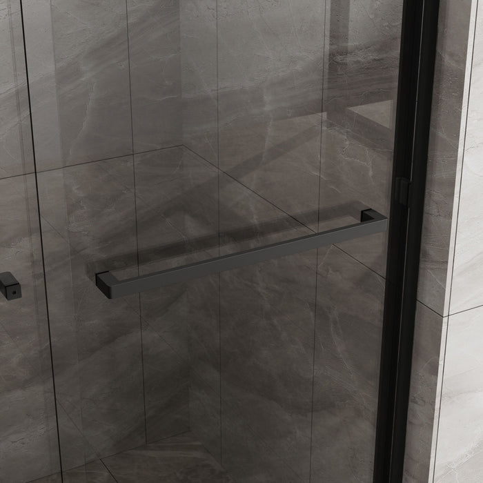 Matte Black Double Sliding Glass Shower Door With Aluminum Frame And SGCC Clear Tempered Glass - Black
