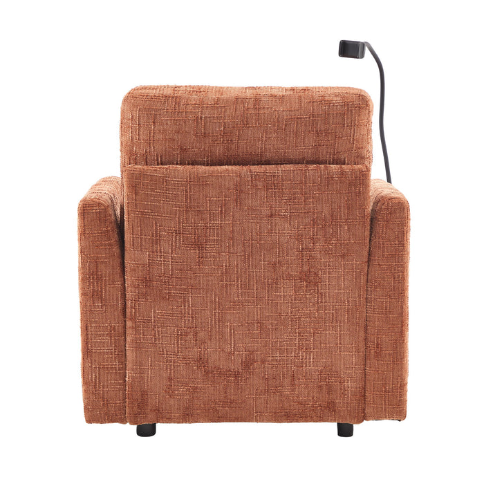 Multifunctional Chenille Recliner Sofa With Storage And Phone Bracket
