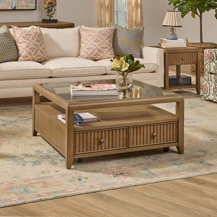 Reed - Square Coffee Table With Casters - Driftwood Oak