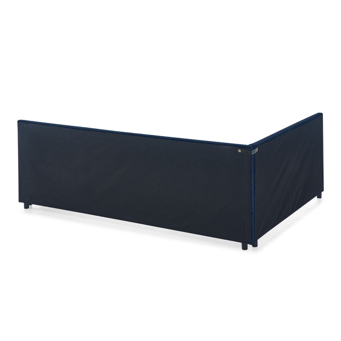 Mid-Century Storage Upholstered Tufted Bed Frame With Backrest And Armrests