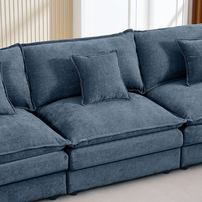 L Shaped Modular Sectional Sofa With Movable Ottoman, 3 Seater Comfortable Seating