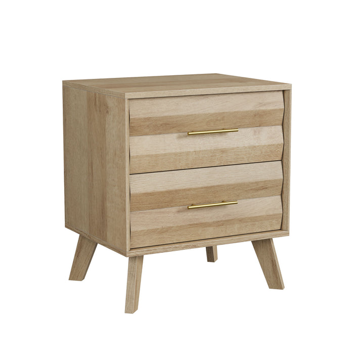 Medieval Double Drawer Bedside Table