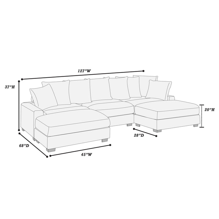 5 Piece Modular Sectional Set Couch With LAF & RAF Chairs, Living Room Furniture - Dark Gray