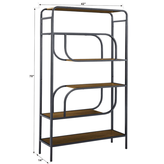 Geometric Bookcase / Display Rack - Black / Brown