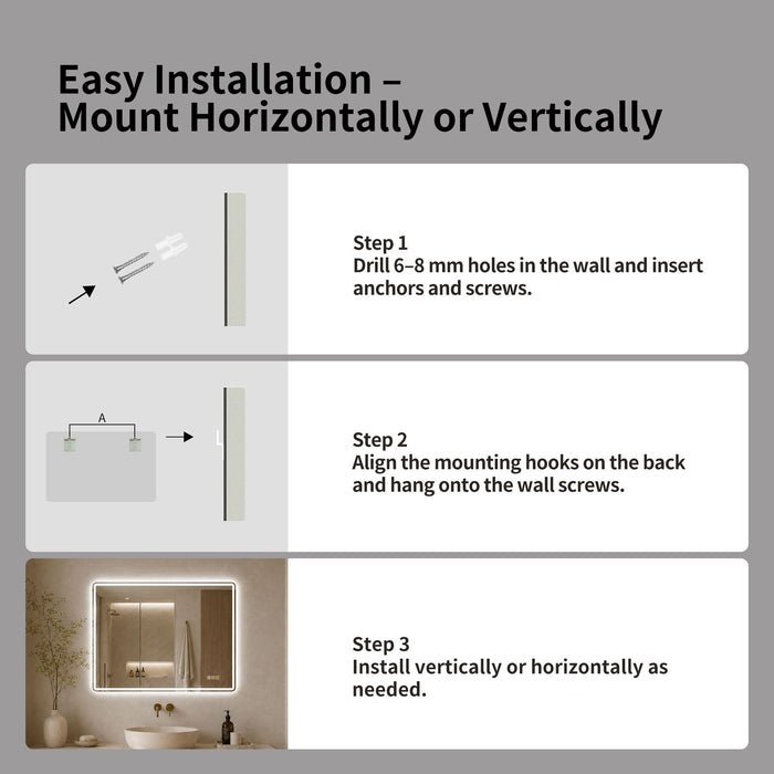 24" X 32" Rectangular Front Lighted And Backlit LED Bathroom Mirror With Anti Fog - Clear
