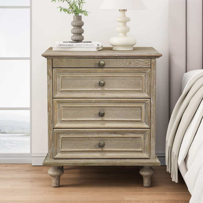 Farmhouse Nightstand With 4 Drawers
