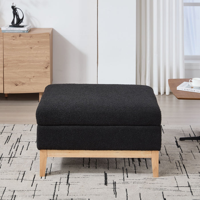 Upholstered Storage Ottoman With Reversible Lid Coffee Table, Foot Stool