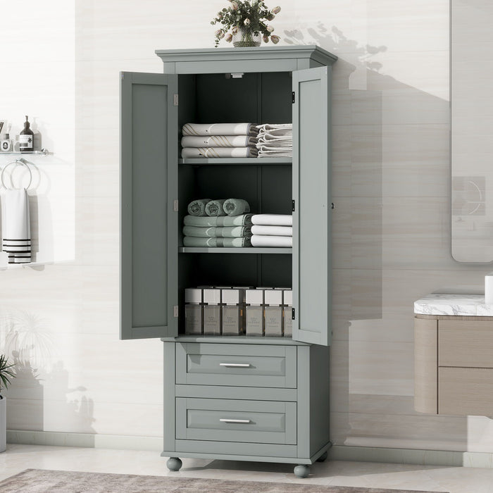 Tall Storage Cabinet With 2 Drawers For Bathroom