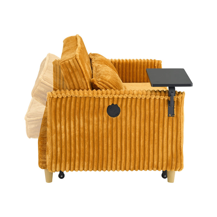 Pull Out Sofa With Movable Tabletop And USB Ports