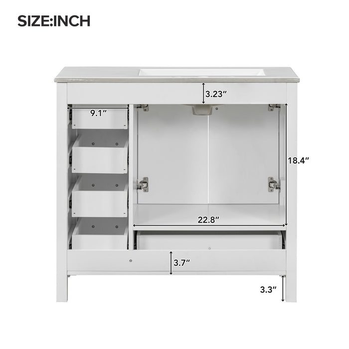 Bathroom Vanity With Sink Combo, 2 Soft Close Doors And 5 Drawers