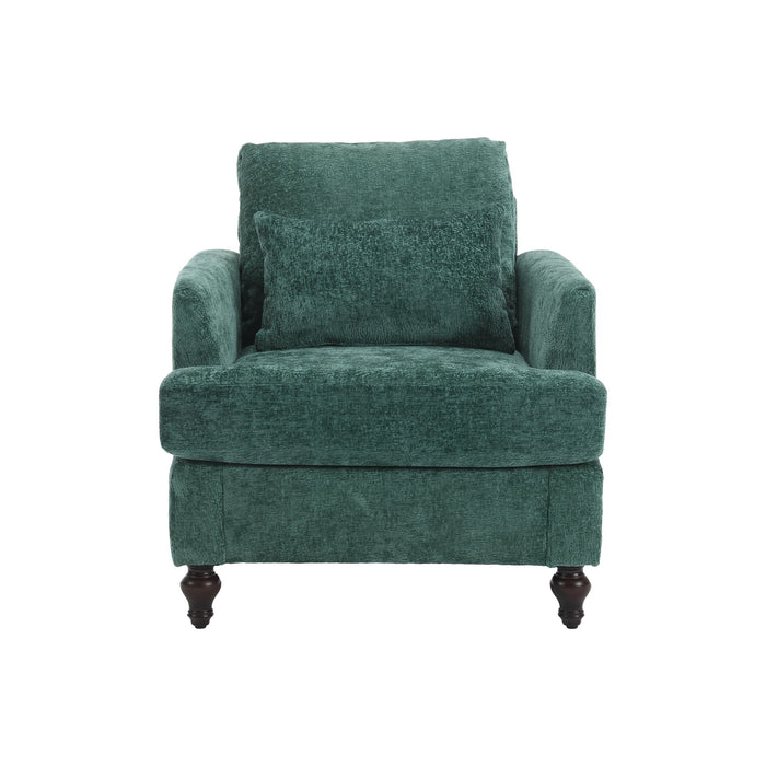 Modern Mid Century Wood Frame Armchair With Tufted Design
