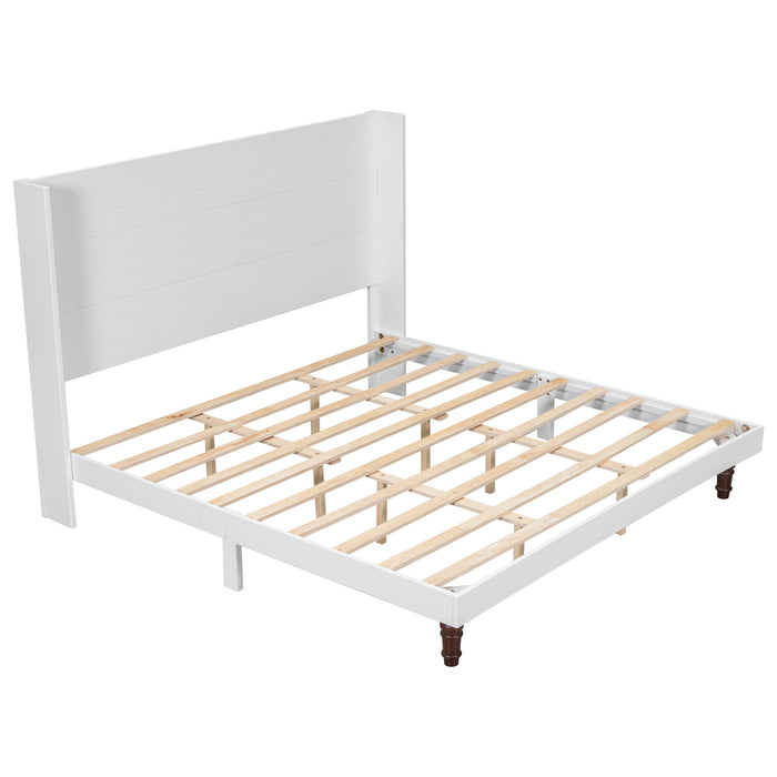 King Size, Stylish High Headboard Bed, High Quality - White
