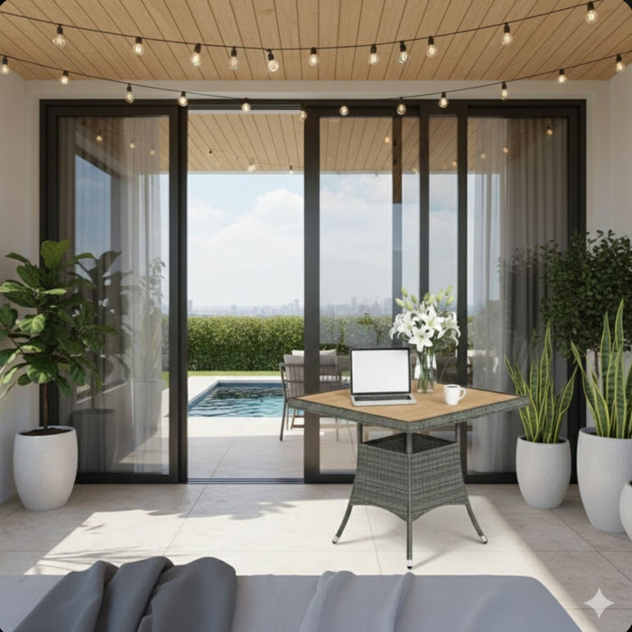 All-Weather Square Rattan Patio Dining Table