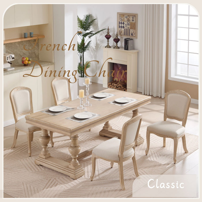 Dining Chairs Upholstered With Fan Shaped Back (Set of 2) - Beige
