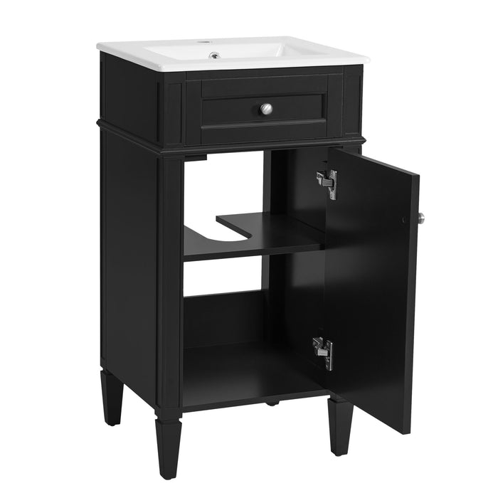 French Style Bathroom Vanity With Sink, Soft-Closing Door, Adjustable Shelf, Rectangular Design