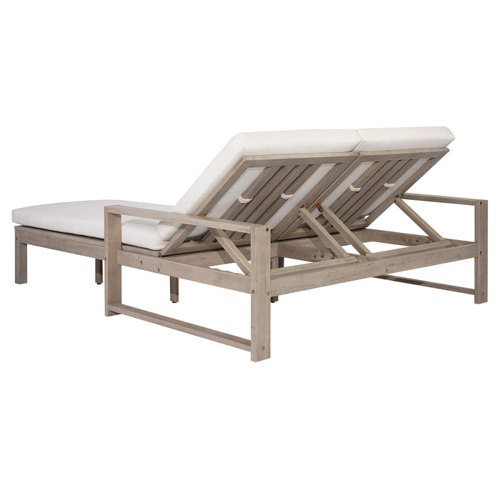 Outdoor Double Lounge Chair With 5 Position Adjustable Backrest