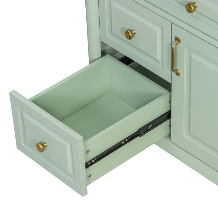 Freestanding Bathroom Vanity With Sink, Adjustable Shelf, Flip Drawer
