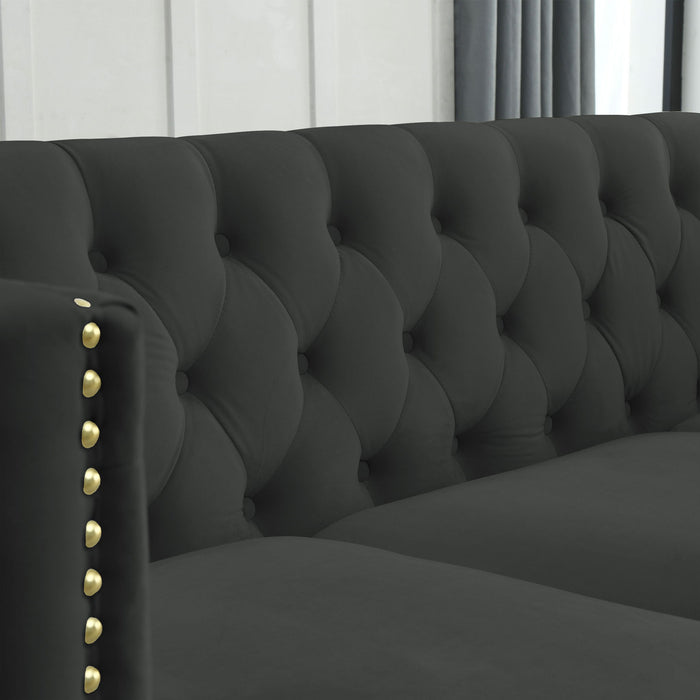 Upholstered Couch Sofa With Button Tufting For Living Room