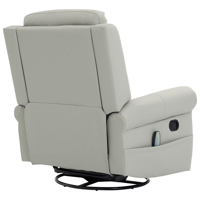 Manual Recliner Chair With 270 Degree Swivel, Massage & Heating, Dual Reclining Positions