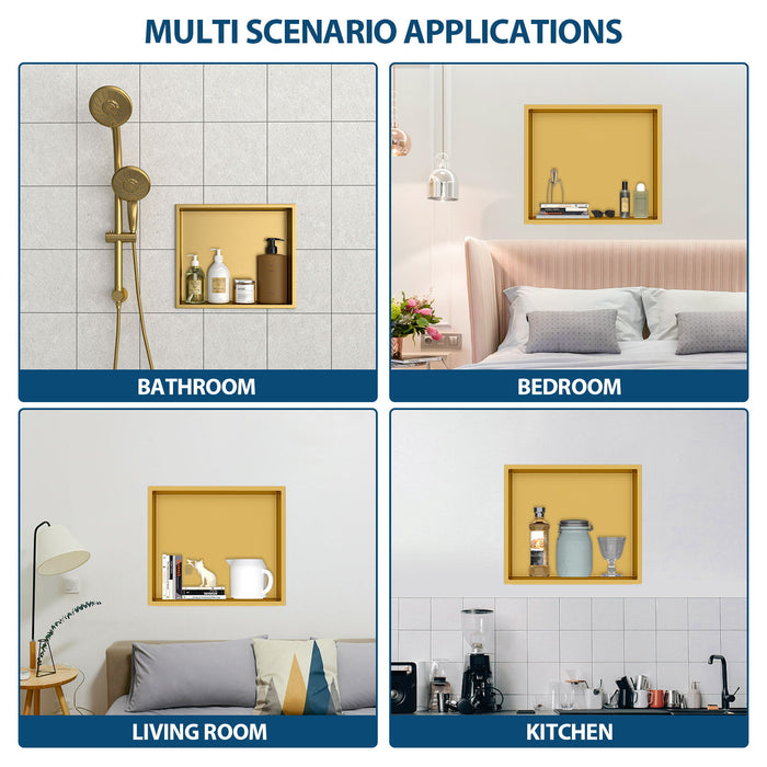 Stainless Steel Shower Niche With Seamless Design For Bathroom Storage