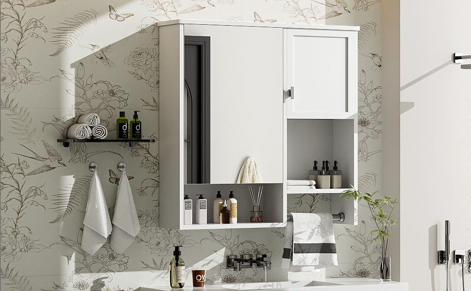 Modern Wall Mounted Bathroom Medicine Cabinet, Bathroom Wall Storage Cabinet With Mirror