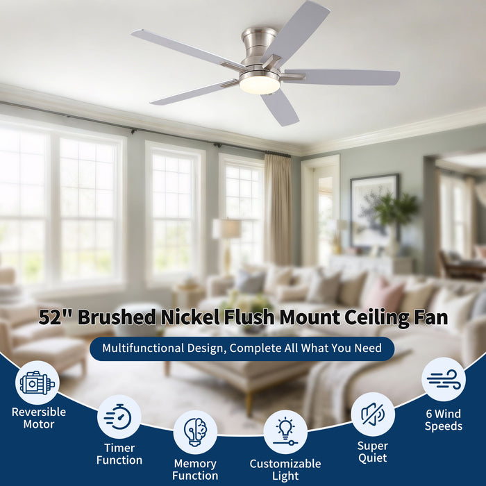 Mordern Flush Mount Ceiling Fan With Light And Remote Control