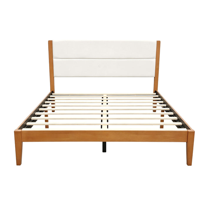 Platform Bed Frame With Upholstered Headboard, Slat Support