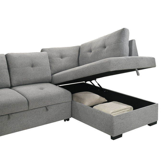 Atkinson - Sleeper Sectional Sofa With Lift Top Chaise - Gray