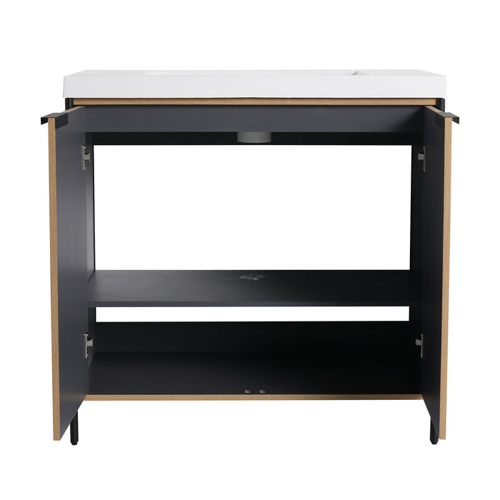 Modern Freestanding Bathroom Vanity With Resin Sink & Soft Close Cabinet Doors