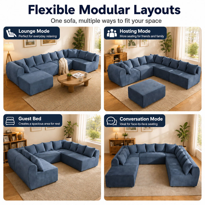 8 Seater U-Shaped Couch With Ottoman