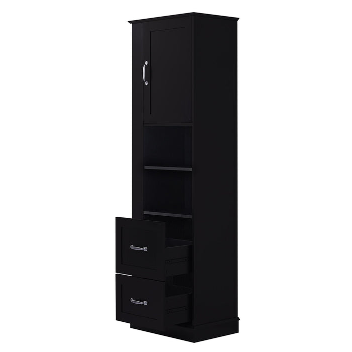 Freestanding Bathroom Storage Cabinet With Adjustable Shelves And Side Hooks Board, Rectangle Design