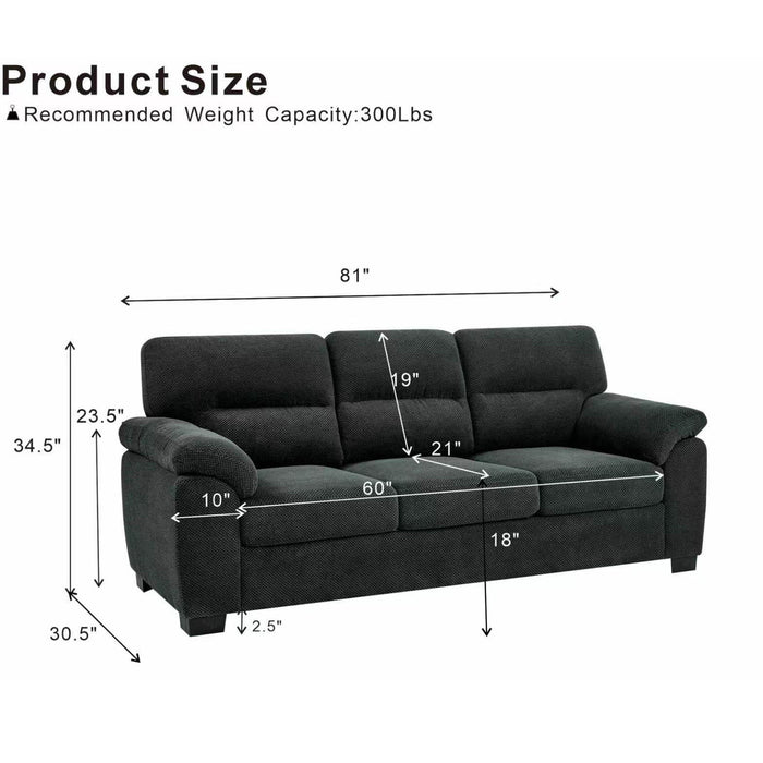 3 Seater Sofa With Padded Armrests And Triangular Leg