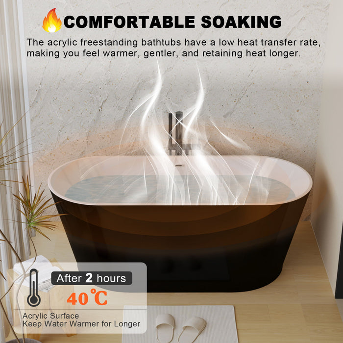 Glossy Freestanding Bathtub With Toe Tap Drain
