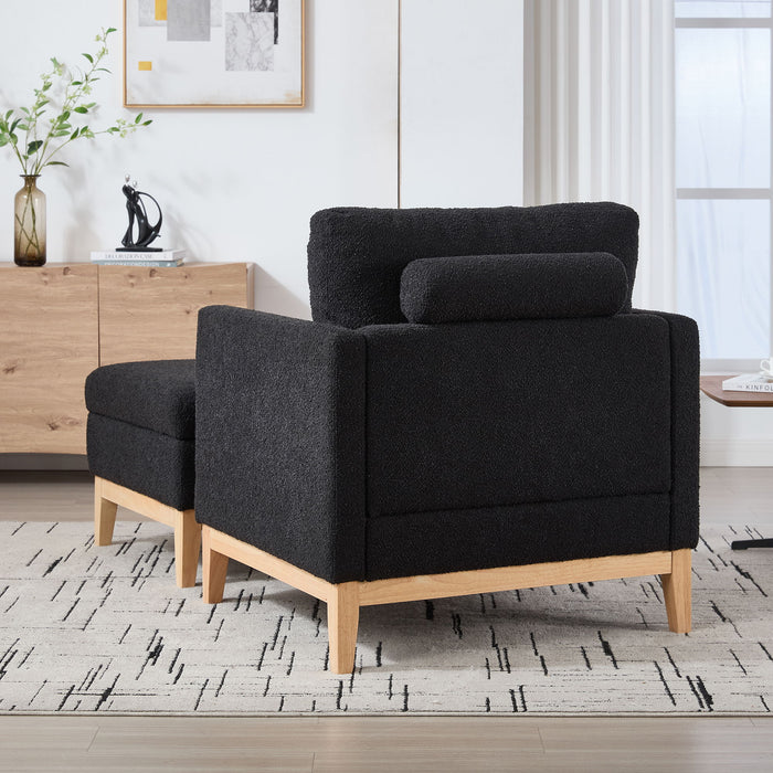 Oversized Swivel Barrel Accent Chair And Ottoman Set With Storage