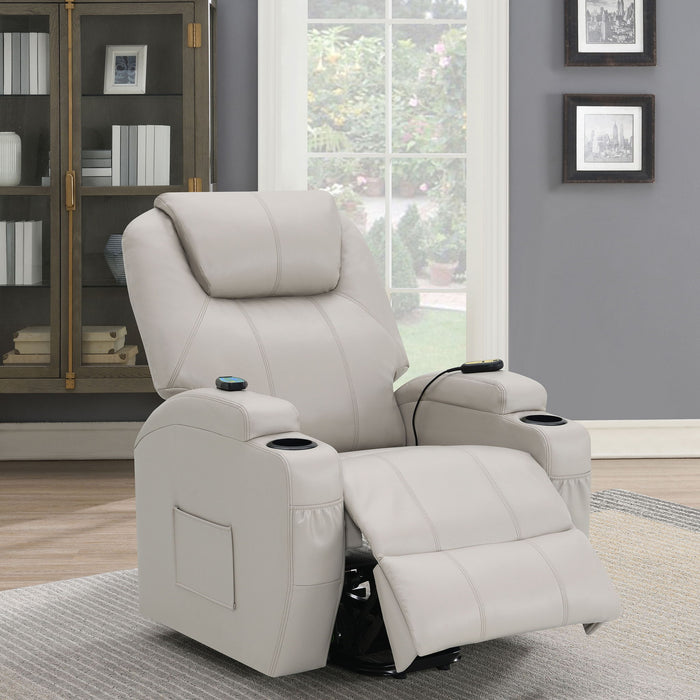 Selwyn - Upholstered Power Massage Recliner With Heat And Massage Functions - Champagne
