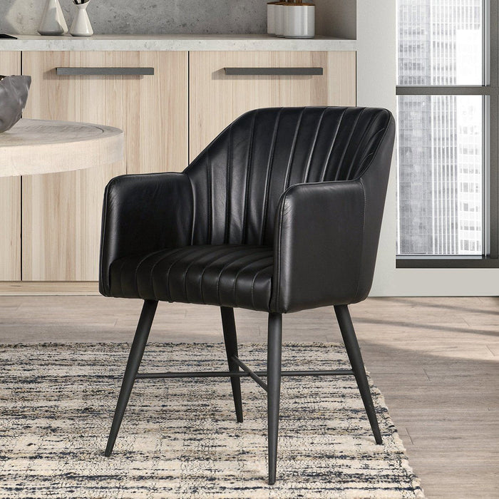 Leon - Leather Dining Chair - Midnight Raven