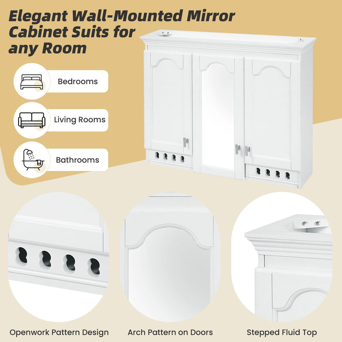 Wall Mount Mirror Cabinet With Adjustable Shelves, Soft Closing Hinges